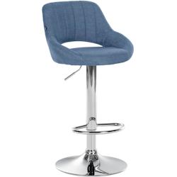 CLP Tabouret de bar Milet en Tissu et Pied métal Bleu/Chrome - bleu textile 321294_0