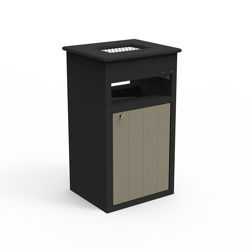 Corbeille publique ARENA - Porte-sac 100 L et cendrier 3 L - Plastique recyclé - STD OR-COR-15-PS_0