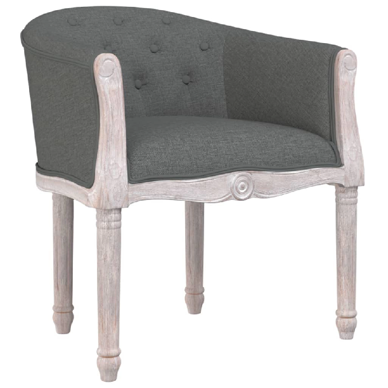 Décoshop26 - Chaise de salle à manger design vintage dossier arrondi capitonné en tissu gris foncé cadre en bois DEC025172 - gris 3000255106899_0