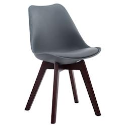 Décoshop26 - Chaise de salle à manger x1  design scandinave en PVC et plastique gris et piètement à 4 pieds en bois marron 10_0003294 - marron 300_0