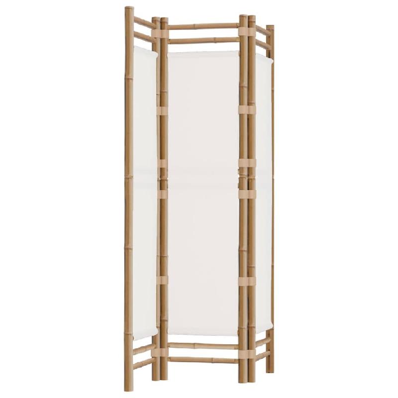 Décoshop26 - Paravent séparateur de pièce cloison pliante 3 panneaux 120 cm bambou et toile crème DEC031188 - 3000258332967_0