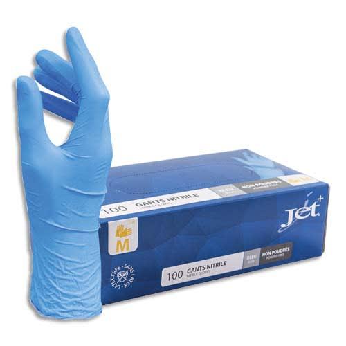 Boîte de 100 gants de protection en nitrile non poudrés - taille 8/M - coloris bleu_0