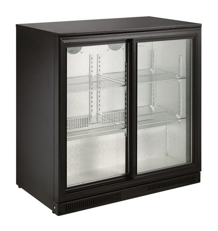 Frigo de bar noir avec 2 portes en verre coulissante - 900x500x900 mm - 7455.1315_0