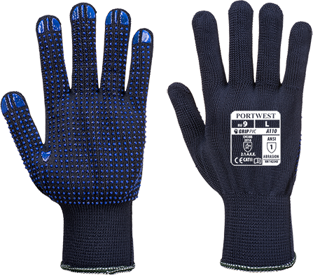 Gants anti-coupures Polka - Picots PVC marine A110 - Taille S - Certifiés CE - Grande dextérité_0