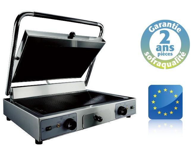 Grill vitrocéramique électrique - Simple GM 10242VR - Plaques rainurées - 2000 W - Surface 510x280 mm_0