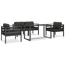 Helloshop26 - Ensemble de canapés 5 pièces avec coussins aluminium anthracite 02_0013554 - 3000738647765_0