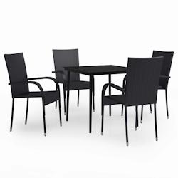 Helloshop26 - Ensemble de salle à manger de jardin meuble extérieur 5 pièces noir 02_0013844 - 3000127931536_0