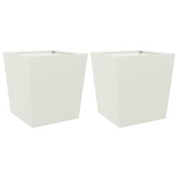 Helloshop26 - Jardinière bac lit surélevé plantes fleurs jardin terrasses lot de 2 50 x 50 x 50 cm acier blanc 02_0038989 - 3000217982073_0