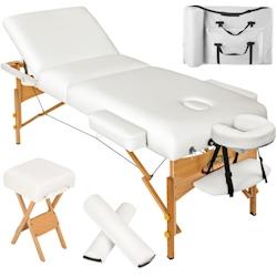 Helloshop26 - Table de massage Pliante 3 Zones, Tabouret, Rouleau + Housse blanc 2008141 - 3000138331301_0