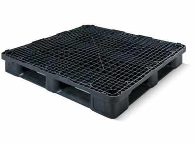 Palette  plastique  1200 X 1200, 6 semelles, Plateau ajouré avec rebords - CUQP1212HP6RR_0