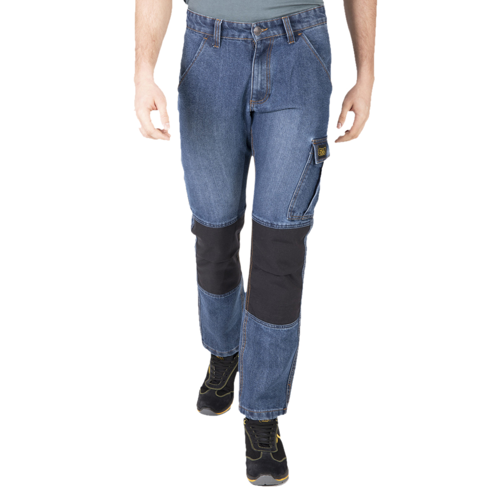 Pantalon multipoches Rica Lewis CORJE2 - Renforts genoux Cordura - Denim blue/black stone brossé - PCP39_0