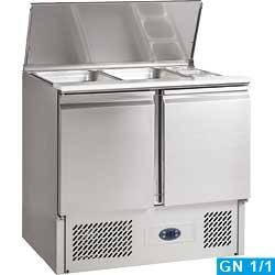 Saladette frigorifique 2x GN 1/1 + 3x GN 1/6 - 150 mm - 2 portes GN 1/1 - modèle SAL2M/D-T en acier inox_0