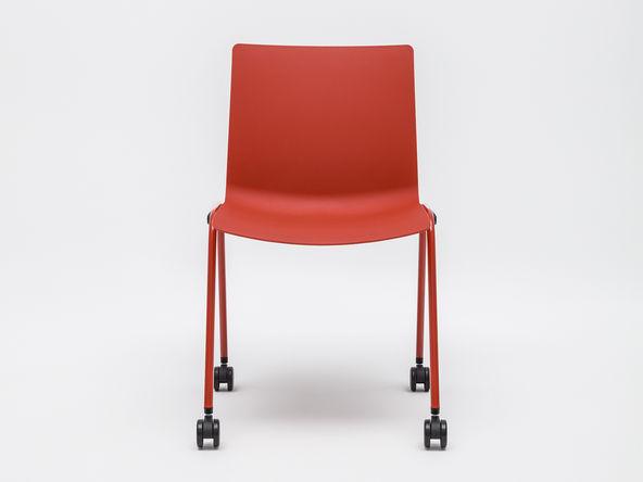 Chaise de réunion coque polypropylène piètement roulettes_0