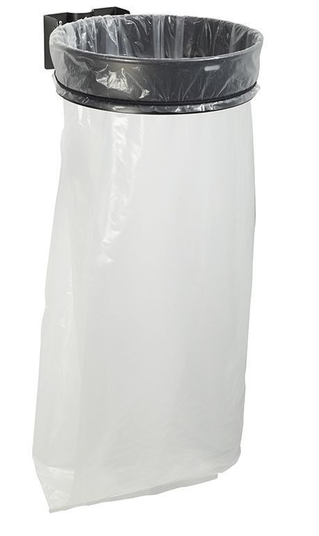 Support sac poubelle 110L - ECOLLECTO gris manganèse - fixation murale ou sur poteau_0