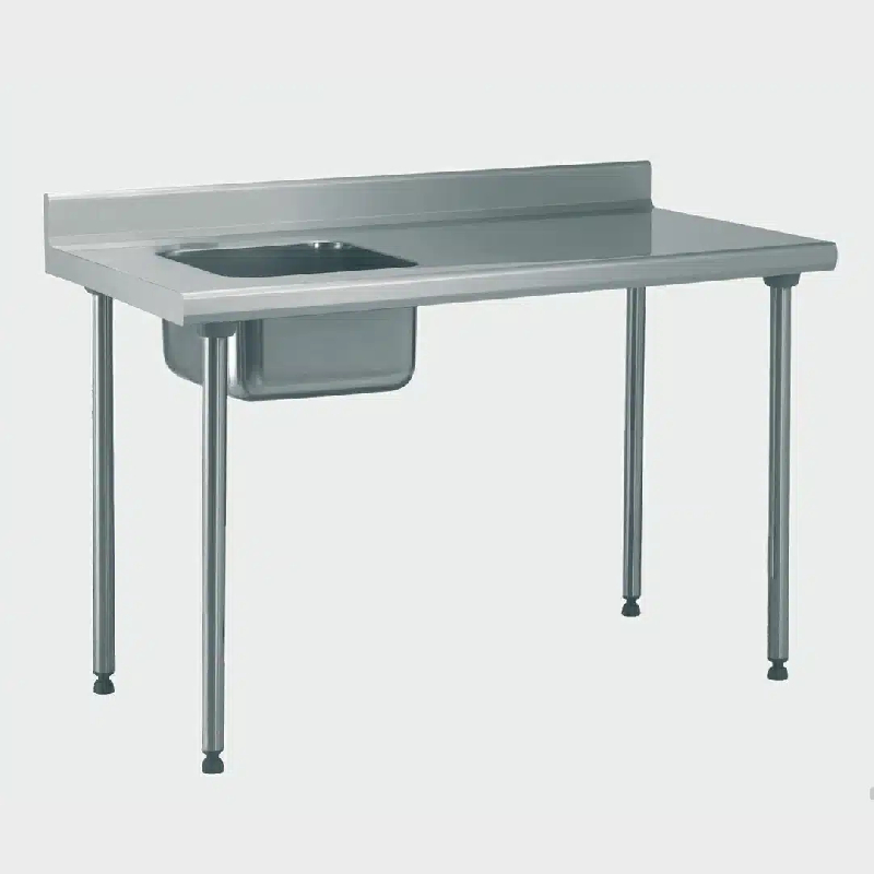 Table du chef TS 15N soudée sans robinet à dosseret bac au centre L 700 x l 700 mm_0