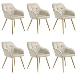 TecTake GmbH tectake Lot 6 chaises de salle à manger avec aspect velours capitonné crème/or - 405782 - beige 405782_0