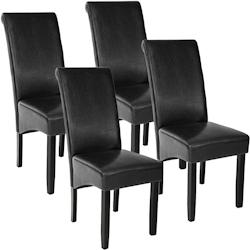 Tectake Lot de 4 chaises aspect cuir - noir -403494 - noir matière synthétique 403494_0