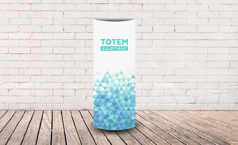 Totem elliptique - PLV en micro-cannelure 600g M1 anti-feu - Impression personnalisée sur 3 faces_0