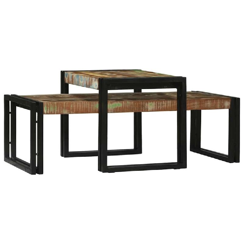 VidaXL Table basse 2 pcs Multicolore Bois Recyclé Solide Modèle Orion Office Prime - 4104723_0