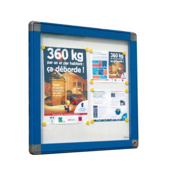 Vitrine extérieure étanche cadre bleu - vitrage plexi - format 4 x A4 - marque Rolléco_0