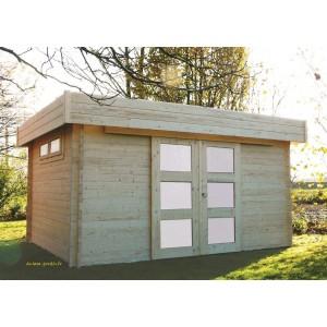 Abri de jardin en bois 40 mm Viborg - toiture plate - sans plancher - 16 m² - porte sécurisée avec clé_0