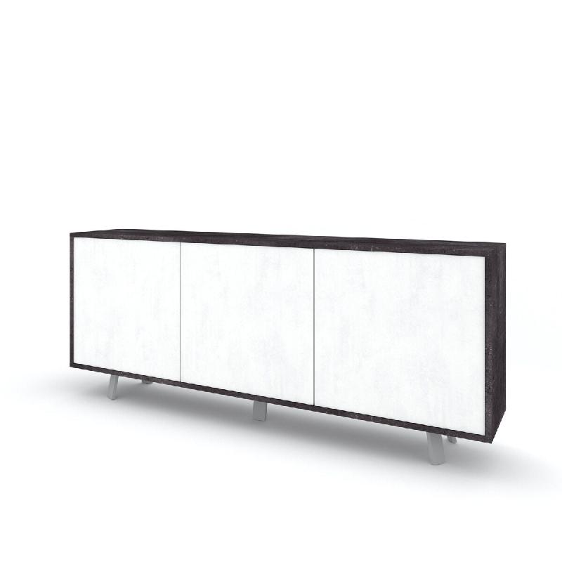 AQA Design Buffet VENBRUK 3 portes en mélamine pierre noire/pierre blanche L.177 P.41 H.74 MP07022 - multicolore Bois manufacturé MP07022_0