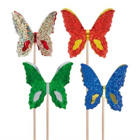 ASSORTIMENT PAPILLONS MÉTALLISÉS 15 CM BOIS ASSORTI (VENDU PAR 100)