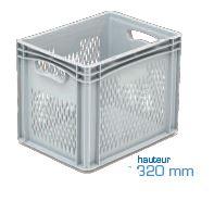 Bac en plastique ajouré - 367 x 268 x 308 mm - 29 litres - gris_0