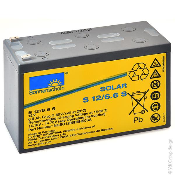 BATTERIE PLOMB ETANCHE GEL SOLAR S12/6.6S 12V 6.6AH F4.8_0