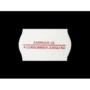 Boîte de 36 000 étiquettes adhésives 26x16mm - impression rouge 'FABRIQUÉ LE / À CONSOMMER JUSQU'AU' - compatible pinces OPEN S14, S16 et METO_0