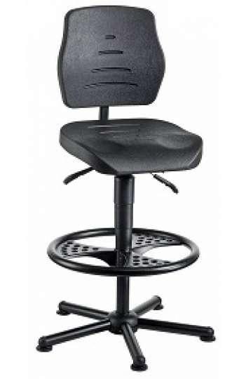 Chaise atelier en polyuréthane noir pour personne forte - Charge jusqu'à 150 kg - Réf : 01081_0
