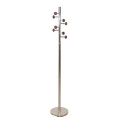 Décoshop26 - Porte-manteau moderne en métal couleur chromé avec 8 crochets en bois d'hévéa 05_0000760 - 3000575169604_0