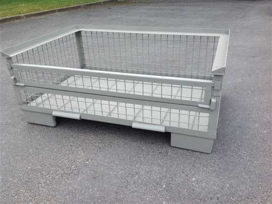Demi caisse métallique 800x1200 mm - Hauteur 500 mm - CPM25PM/H500 - Parois grillagées et charge maximale 900 kg_0