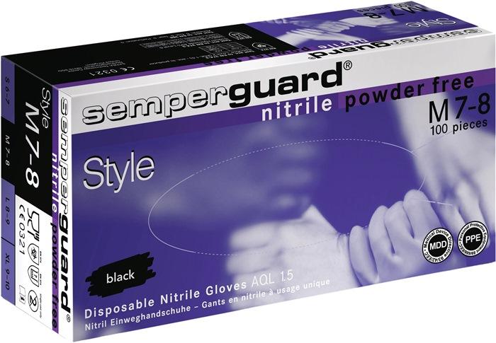 Gant jetable Semperguard Nitril Style taille S noir nitrile EN 374, EN 455 catégorie EPI III 100 pièces/boîte SEMPERMED_0