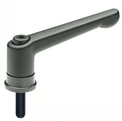 Manette logistique indexable en zamac - tige filetée en acier bruni - noire (14-51)_0