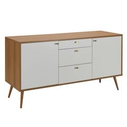 Oviala Business Oviala Buffet scandinave effet bois clair 2 portes 3 tiroirs 150 cm blanc - blanc Bois massif 113680_0