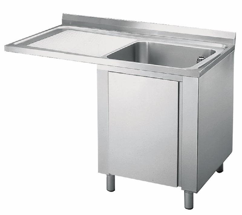 Plonge inox sur armoire avec porte battante, place pour lave-vaisselle, 1 bac à droite, 1200x600 mm - SLA1LS1206_0