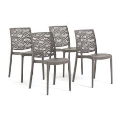 RATTATAN Set 4 Chaises en polypropylène avec fibre de verre empilables pour extérieur et jardin, bar et restaurant, cuisine moderne - MALIKA - Tourt_0