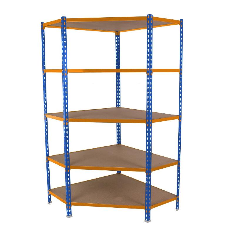 SimonRack Étagère d’angle métallique 1800 mm, Tablettes en Bois, 200 kg par Niveau, Bleu - Maderclick Corner - bleu métal 8425437135217_0