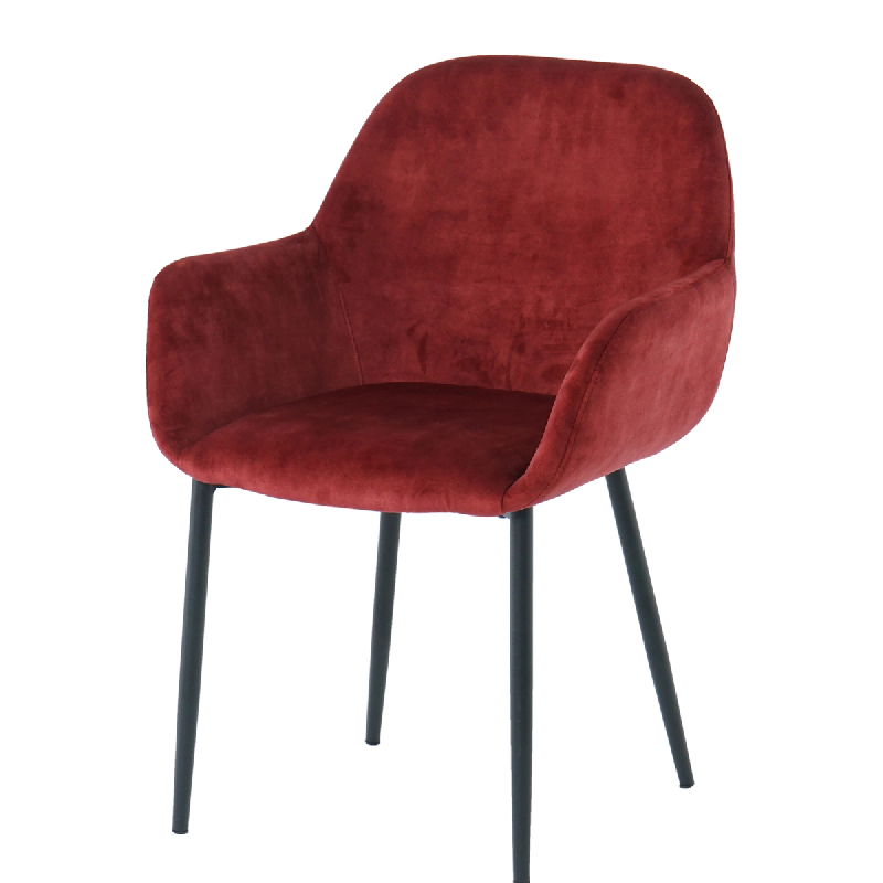 SIT Möbel Ensemble de 2 fauteuils en velours SIT | Accoudoirs évasés | Revêtement en velours rouge | Pieds en métal noir | L 48 x P 57 x H 84 cm_0