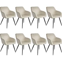 Tectake 8 Chaises MARILYN Design en Velours Style Scandinave - crème/noir -404049 - beige plastique 404049_0