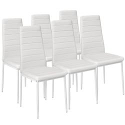 Tectake Lot de 6 chaises avec surpiqûre - blanc -401850 - blanc matière synthétique 401850_0