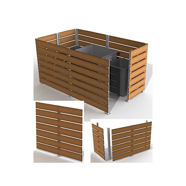 440909 - Abris poubelles et conteneurs - 1001 Poubelles - L 200 x H 157 cm - Motif teck_0