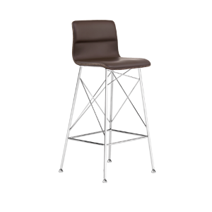 Tabouret de bureau BEBO TRS UP - Structure en acier chromé ou laqué - Assise en cuir ou bois avec multiples finitions_0