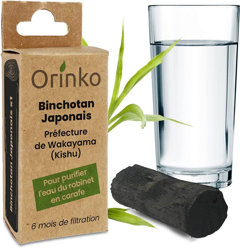 Binchotan japonais de kishu 1x (boîte) | région de wakayama - charbons actifs - orinko - carafe