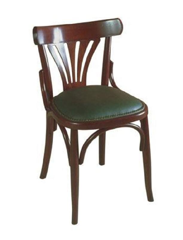 Chaise bistrot - assise rembourrée et dos en bois - option assise cloutée_0