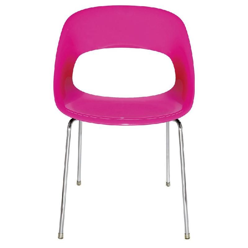 CHAISE VISITEUR TWEET - POLYCARBONATE - ROSE - PIEDS MÉTAL CHROMÉ (PRIX À L'UNITÉ)