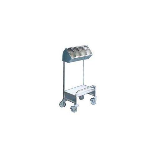 CHARIOT À COUVERTS EN INOX AVEC CAISSON EN PVC ET 4 BACS GN 1/4 HUPFER