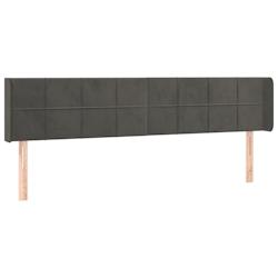 Décoshop26 - Tête de lit accessoire couchage chambre à coucher meuble avec rebord latéral 203 x 16 x 78/88 cm tissu velours gris TDL0204934 - gris_0