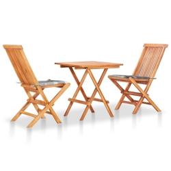 Helloshop26 - Ensemble de bistro jardin meuble extérieur terrasse 3 pièces avec coussins à carreaux gris teck 02_0013520 - 3000736947768_0